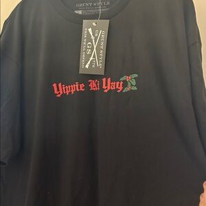 Grunt Style Black Tee with Red Yippie Ki Yay